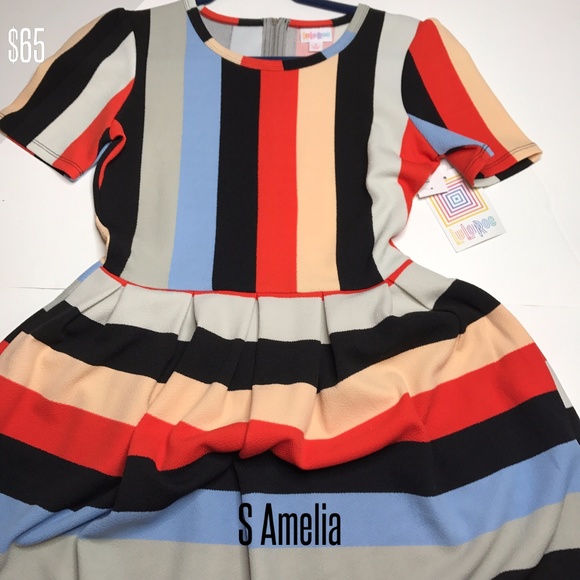 STRIPES! LuLaRoe Amelia Dress Pockets Pleats - Picture 2 of 4